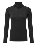 Women's TriDri® long sleeve performance ¼ zip — Black/Black*