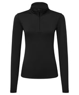 Women's TriDri® recycled long sleeve brushed back ¼ zip — Black/Black