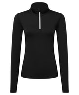 Women's TriDri® recycled long sleeve brushed back ¼ zip — Black/White