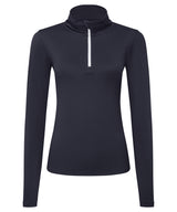 Women's TriDri® recycled long sleeve brushed back ¼ zip — French Navy/White