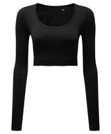 Women's TriDri® ribbed seamless 3D fit" crop top" — Black