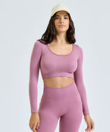 Women's TriDri® ribbed seamless 3D fit" crop top" — lifestyle