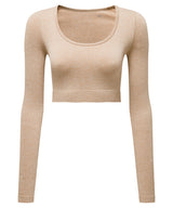Women's TriDri® ribbed seamless 3D fit" crop top" — Nude Melange