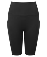 Women's TriDri® ribbed seamless 3D fit" cycle shorts" — Black