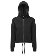 Women's TriDri® recycled cropped oversize full-zip hoodie — Black