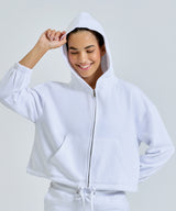 Women's TriDri® recycled cropped oversize full-zip hoodie — lifestyle