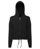 Kids TriDri® recycled cropped oversize full-zip hoodie — Black