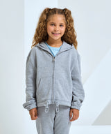 Kids TriDri® recycled cropped oversize full-zip hoodie — lifestyle