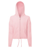 Kids TriDri® recycled cropped oversize full-zip hoodie — Light Pink