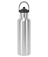 Tridri® vacuum sports water bottle with flip up straw — Brushed Steel