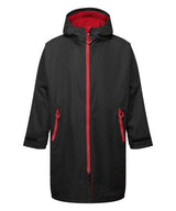 Tridri® Recycled all-seasons waterproof changing robe — Black/Fire Red