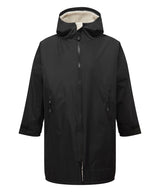 Kids TriDri® Recycled all-seasons waterproof changing robe — Black/Natural