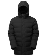 Recycled bonded longline padded jacket — Black