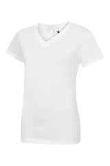 Ladies Classic V Neck T Shirt — White