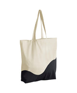 Organic cotton wave print maxi tote — Natural/Black