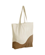 Organic cotton wave print maxi tote — Natural/Caramel