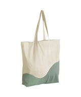Organic cotton wave print maxi tote — Natural/Dusty Green