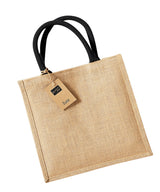 Jute midi tote — Natural/Black