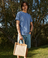 Cotton pocket jute midi tote — lifestyle