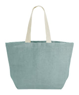 Soft washed jute beach bag — Duck Egg Blue