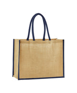 Natural starched jute classic shopper — Natural/Navy