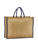 Natural starched jute market shopper — Natural/Navy