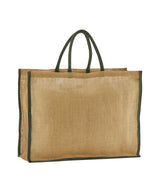 Natural starched jute market shopper — Natural/Olive Green