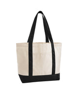 EarthAware® organic varsity shopper — Natural/Black