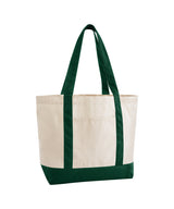 EarthAware® organic varsity shopper — Natural/Bottle Green