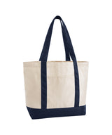 EarthAware® organic varsity shopper — Natural/French Navy