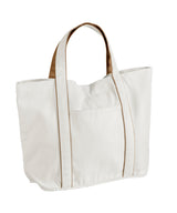 Courtside medium tote — Soft White/Caramel