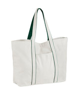 Courtside large tote — Soft White/Bottle Green