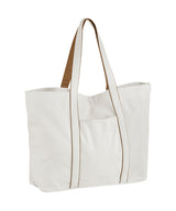 Courtside large tote — Soft White/Caramel