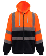 Hi-vis zip hoodie (HVK07) — Orange/Navy