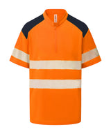 Hi-vis mandarin collar zip neck comfort trim polo (HVJ230) — Hi-vis Orange