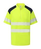 Hi-vis mandarin collar zip neck comfort trim polo (HVJ230) — Hi-vis Yellow