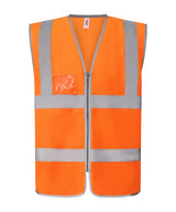 Hi-vis zip ID reflective border waistcoat (HVW103) — Hi-vis Orange