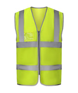Hi-vis zip ID reflective border waistcoat (HVW103) — Hi-vis Yellow