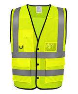 Hi-vis superior open mesh button waistcoat (HVW860) — Hi-vis Yellow