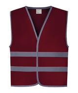 Hi-vis reflective border kids waistcoat (HVW102CH) — Maroon