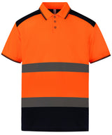 Hi-vis two-tone polo shirt (HVJ220) — Orange/Navy