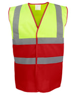 Hi-vis two-tone waistcoat (HVW122) — Hi-vis Yellow/Red