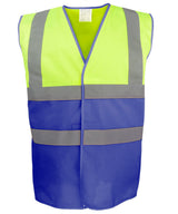Hi-vis two-tone waistcoat (HVW122) — Hi-vis Yellow/Royal Blue