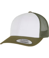 Retro trucker coloured front (6606CF) — Moss Green/White/Olive