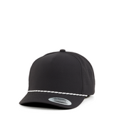 YP Classics 5-panel snapback cap with perforations and braided rope — Black
