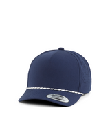 YP Classics 5-panel snapback cap with perforations and braided rope — Navy