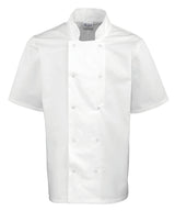 Studded front short sleeve chef's jacket — lifestyle 4