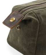 Heritage waxed canvas wash bag — lifestyle 4