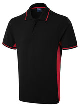 Uneek Two Tone Polo Shirt (UC117) — Black/Red