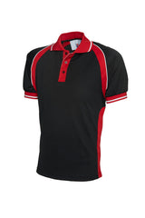 Uneek Sports Poloshirt (UC123) — Black/Red